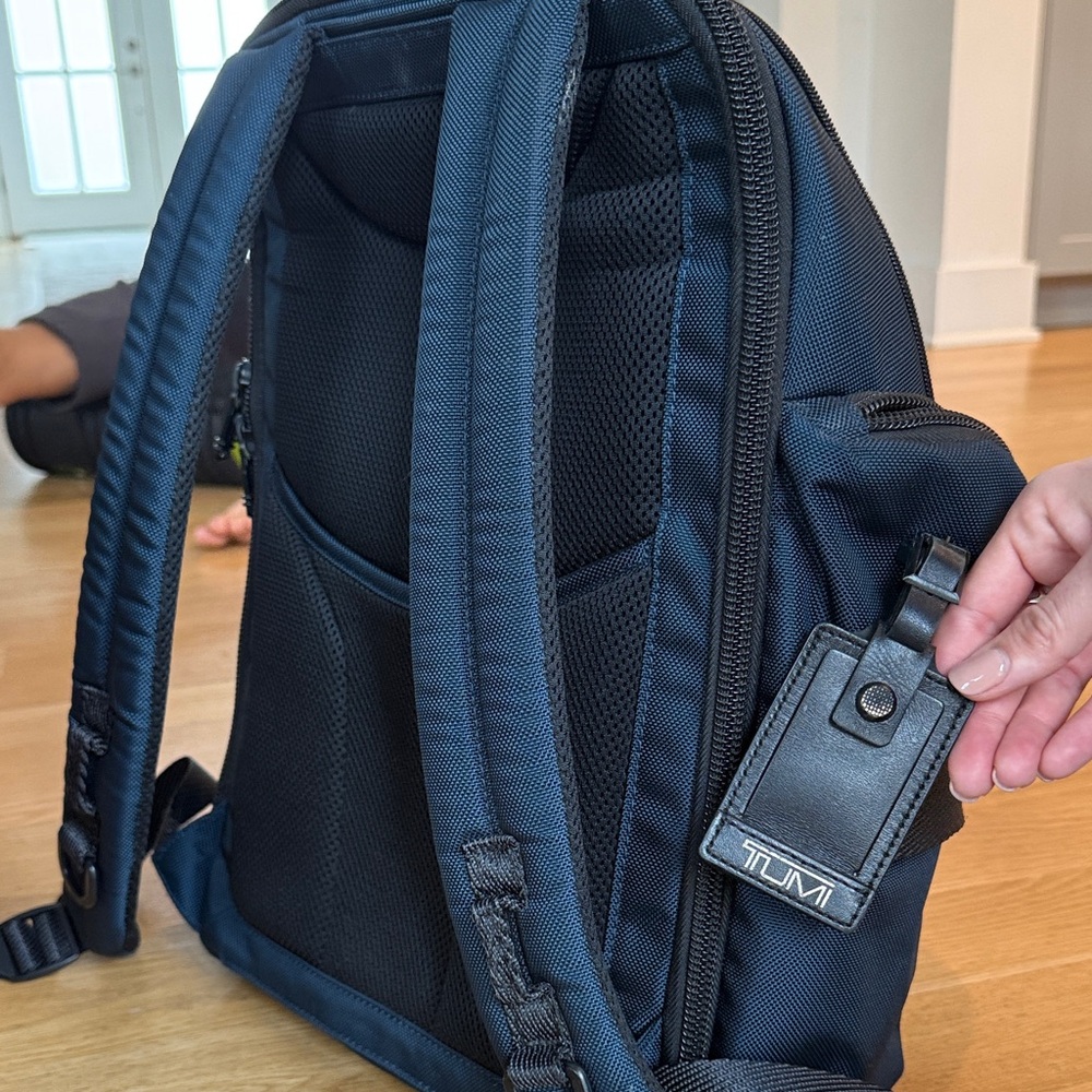 Tumi Black Leather and Fabric Men's Backpack - Picture 5 of 8